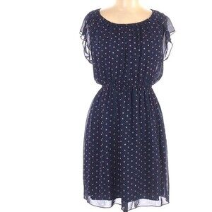 Enfocus Studio navy blue and pink polka dot dress size 12